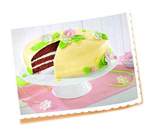 Dr. Oetker marzipan rolled into a thin sheet on board ready for cake covering and cutting