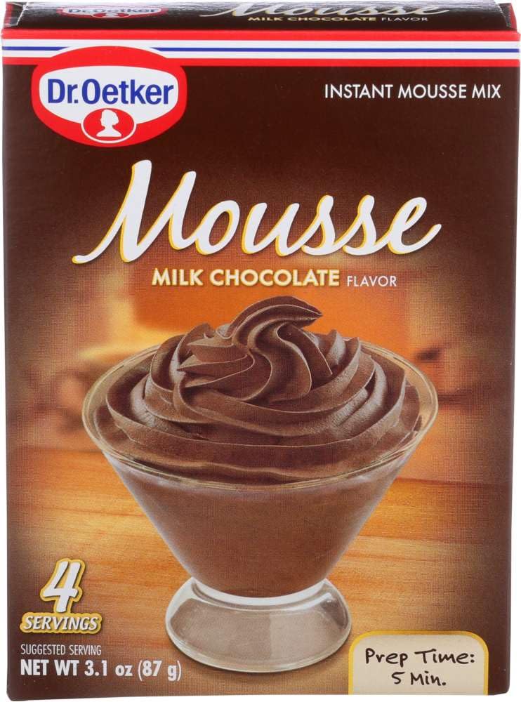 Dr. Oetker front cup image showing mousse texture and ready-serve convenience