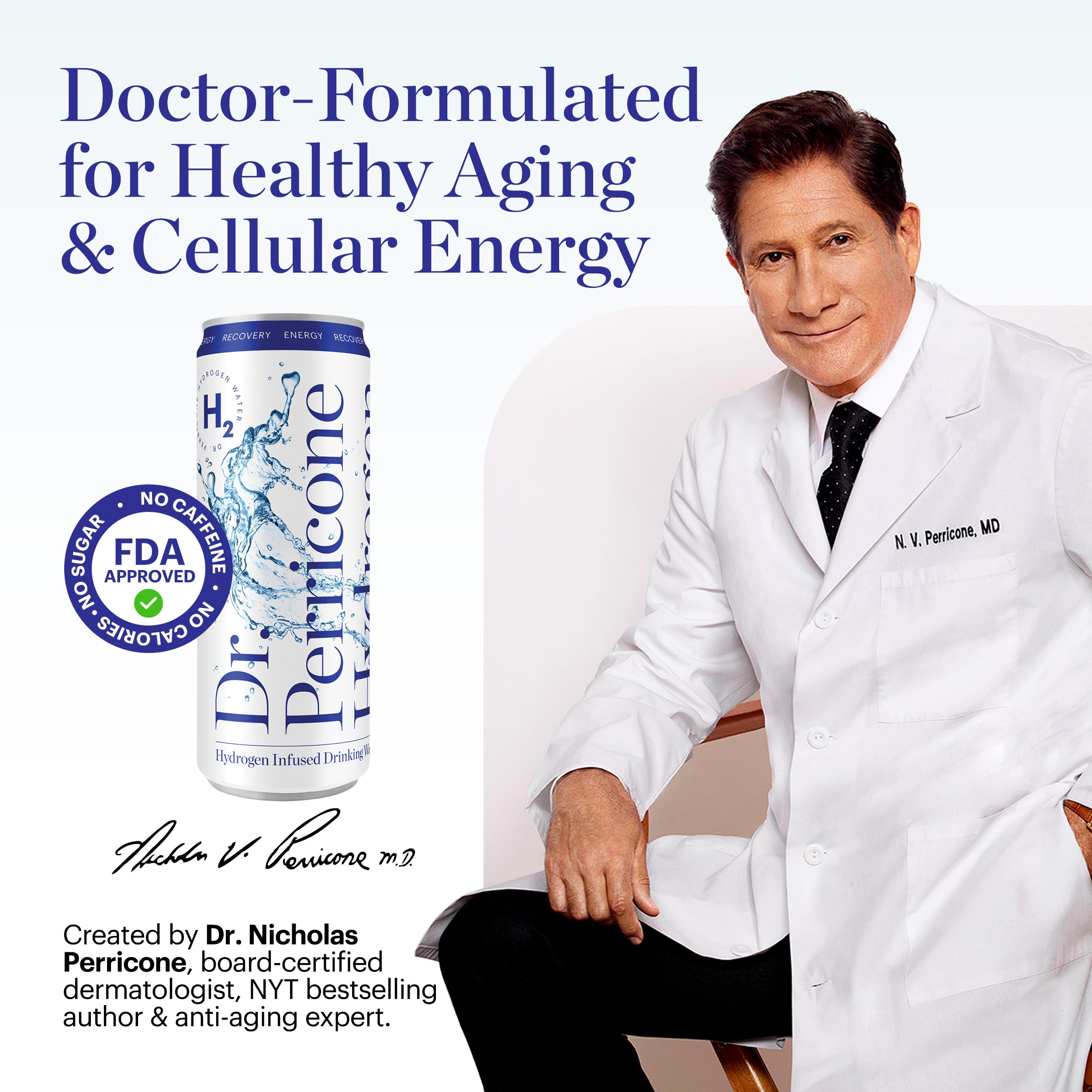 Dr. Perricone can close-up label showing hydrogen content and easy identification