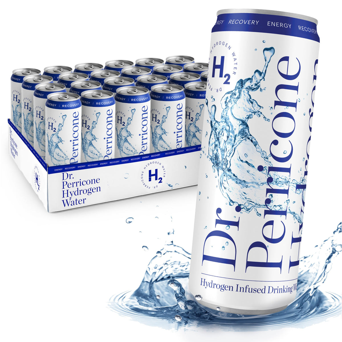 Dr. Perricone Hydrogen Water front 24-pack showing compact portable hydration benefits