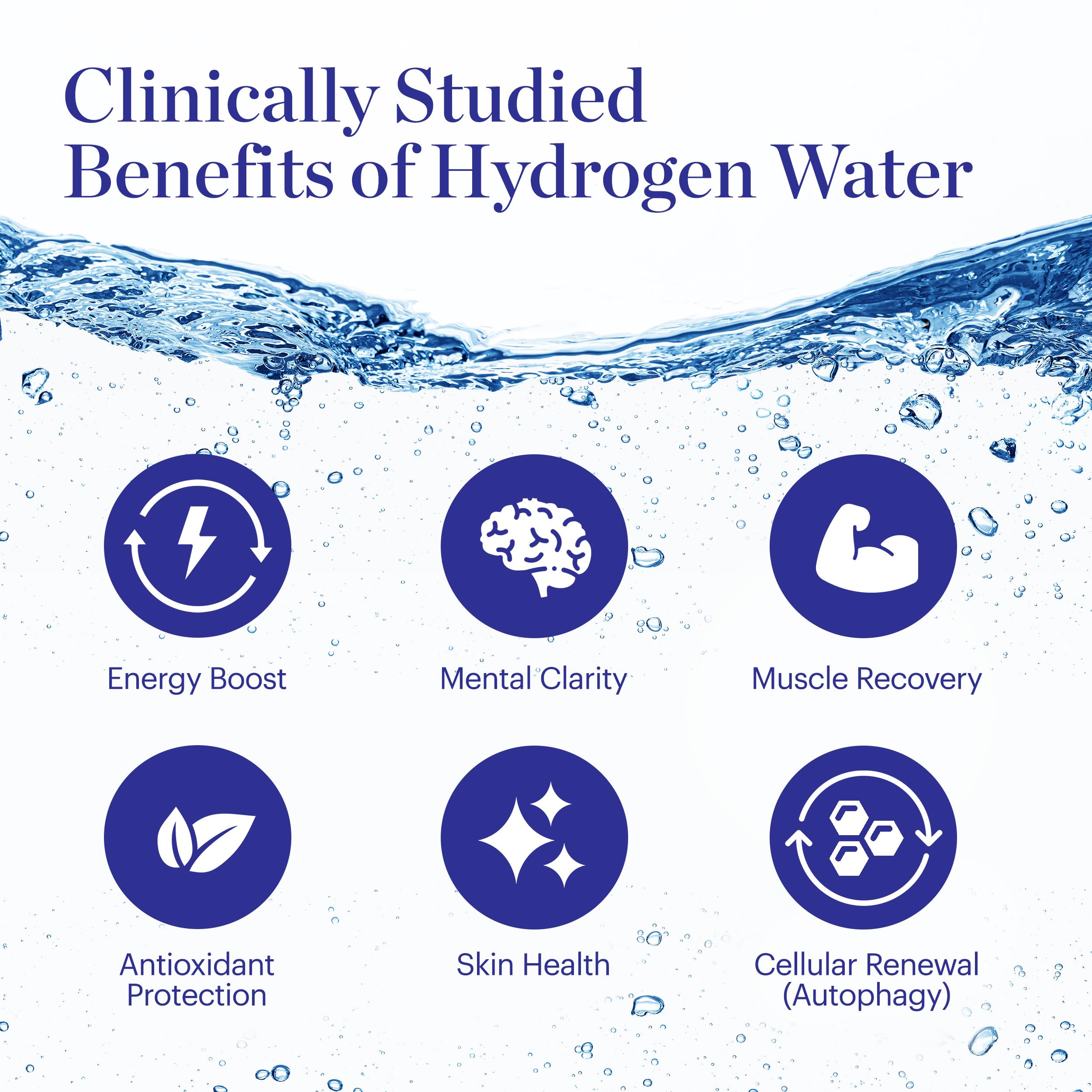 Dr. Perricone water pour close-up showing clear hydrogen-rich water for refreshment