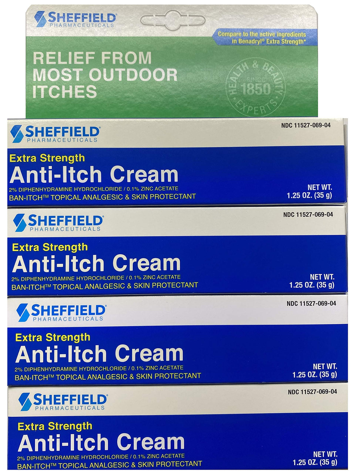 Dr. Sheffield's front-of-tube showing label and size, compact relief