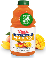 Dr. Smoothie front label showing 46 oz mango concentrate and benefits