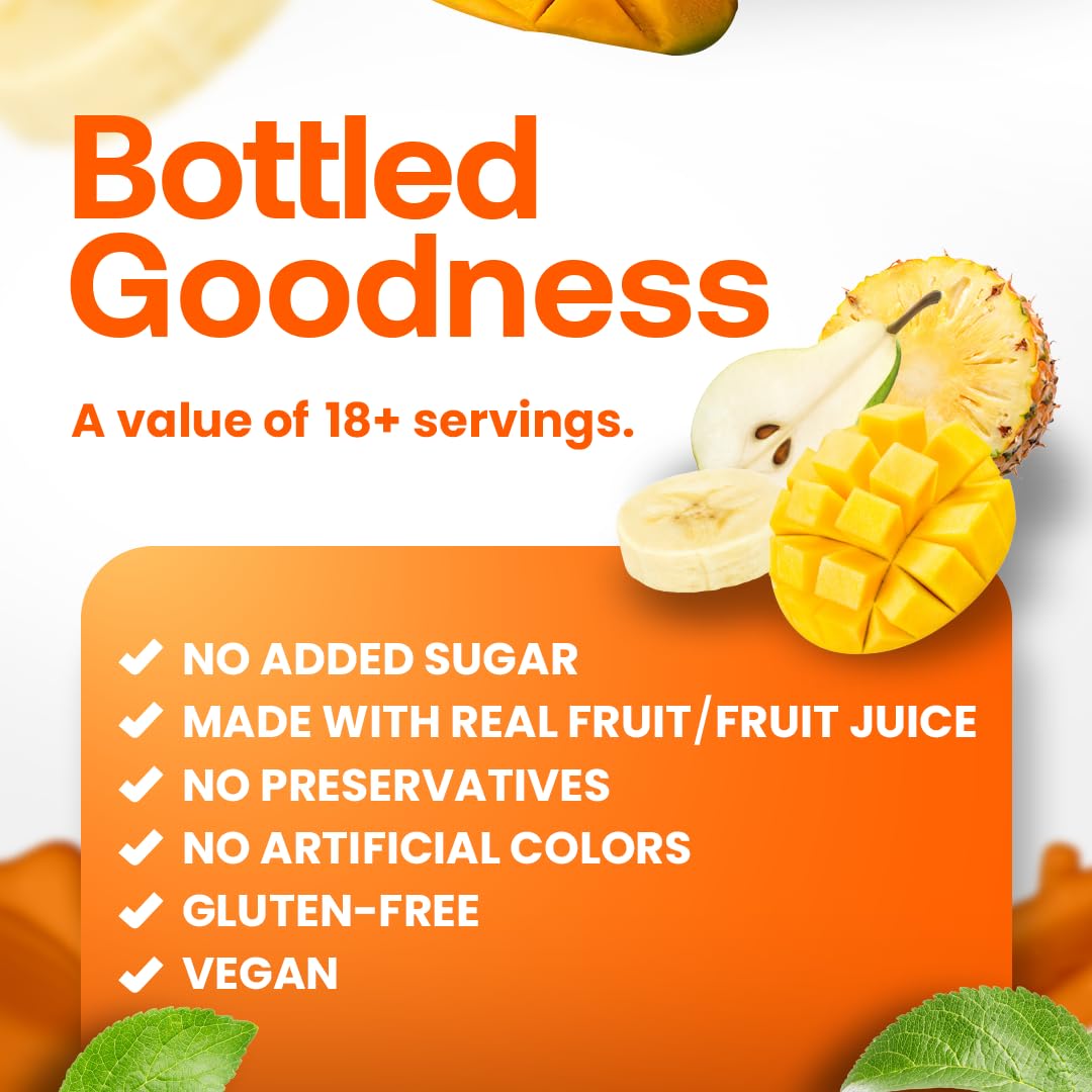 Dr. Smoothie bottle next to a 16 oz glass showing serving yield benefit