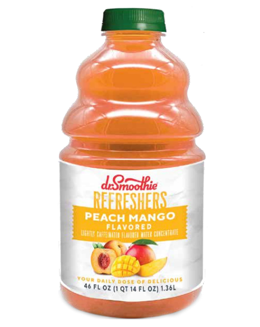 Dr. Smoothie front packaging showing peach mango label and benefits