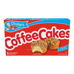 Drake's Coffee Cakes opened to show moist texture and chocolate topping benefit