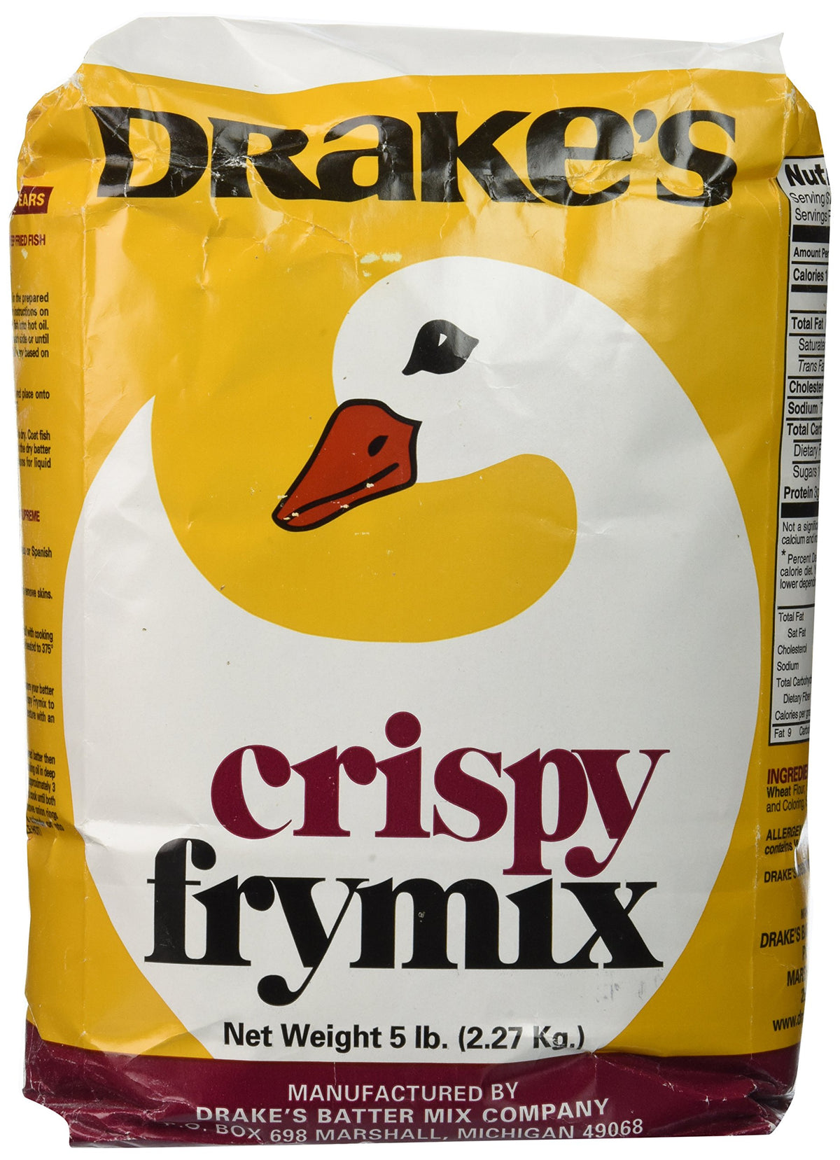 DRAKE’S front packaging of 5lb fry mix showing brand and weight for dependable pantry supply
