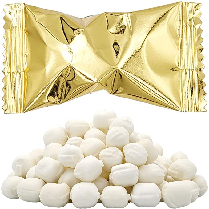 The Dreidel Company gold-wrapped butter mint bag on white, perfect for events