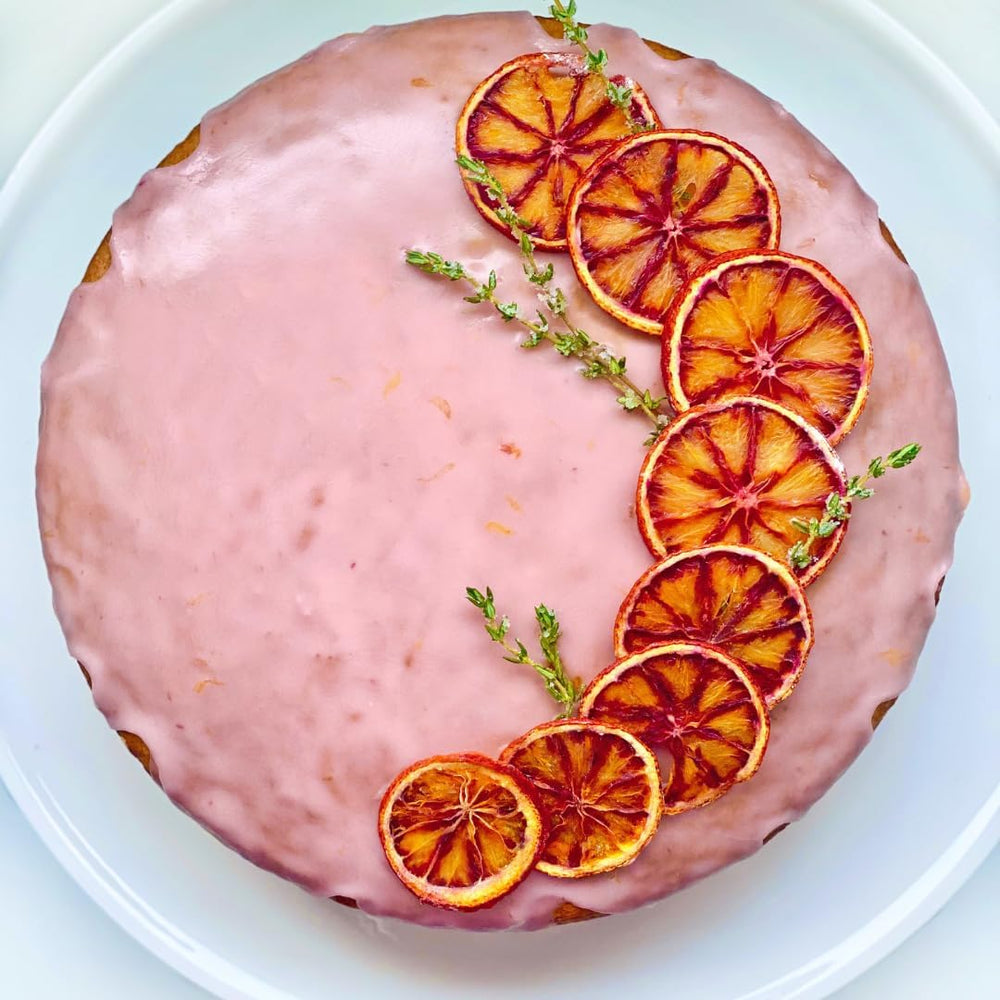 Drink Botanicals Ireland dessert topped with a dried blood orange slice benefit: bright citrus finish