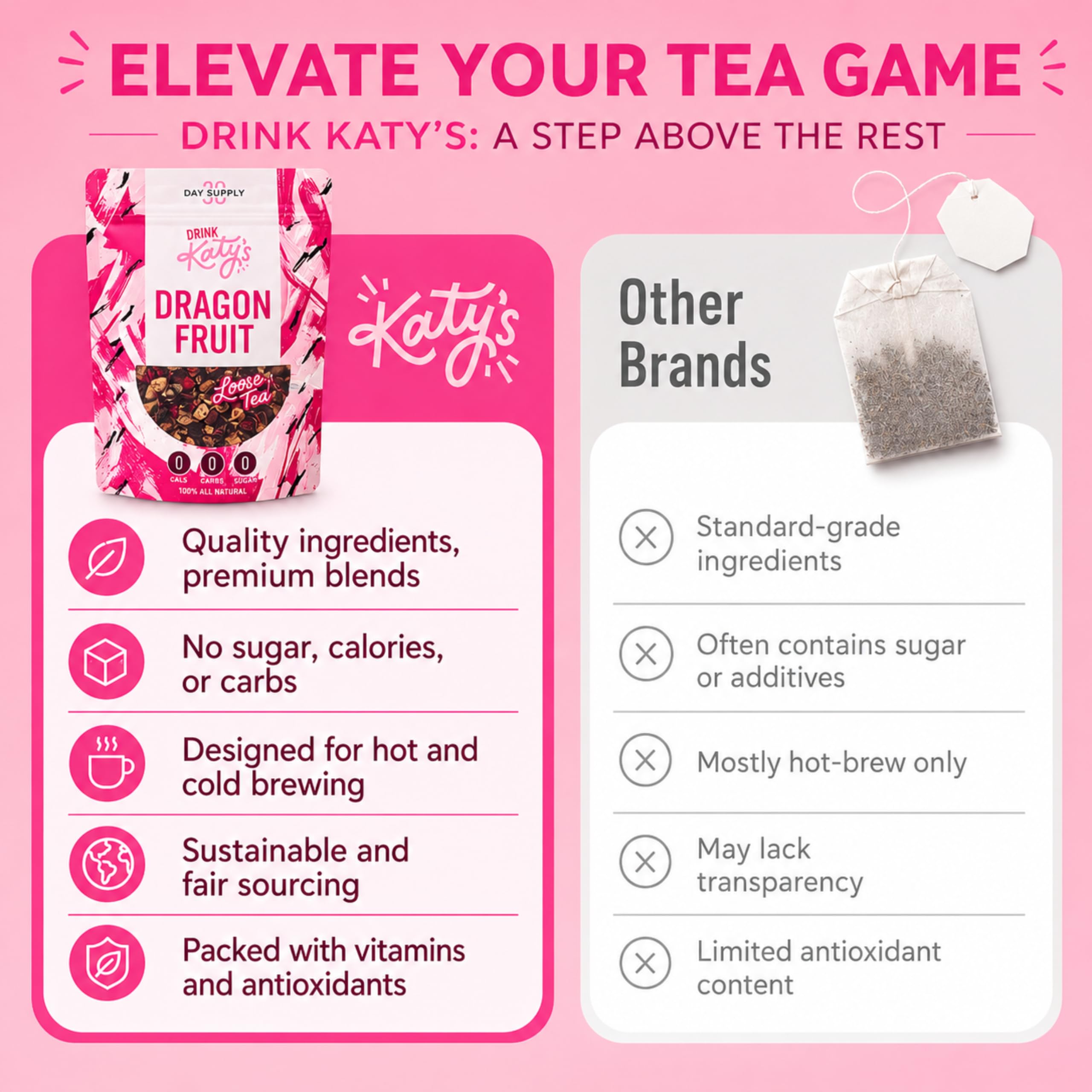DRINK KATY'S pitcher of iced tea in summer setting highlighting refreshment