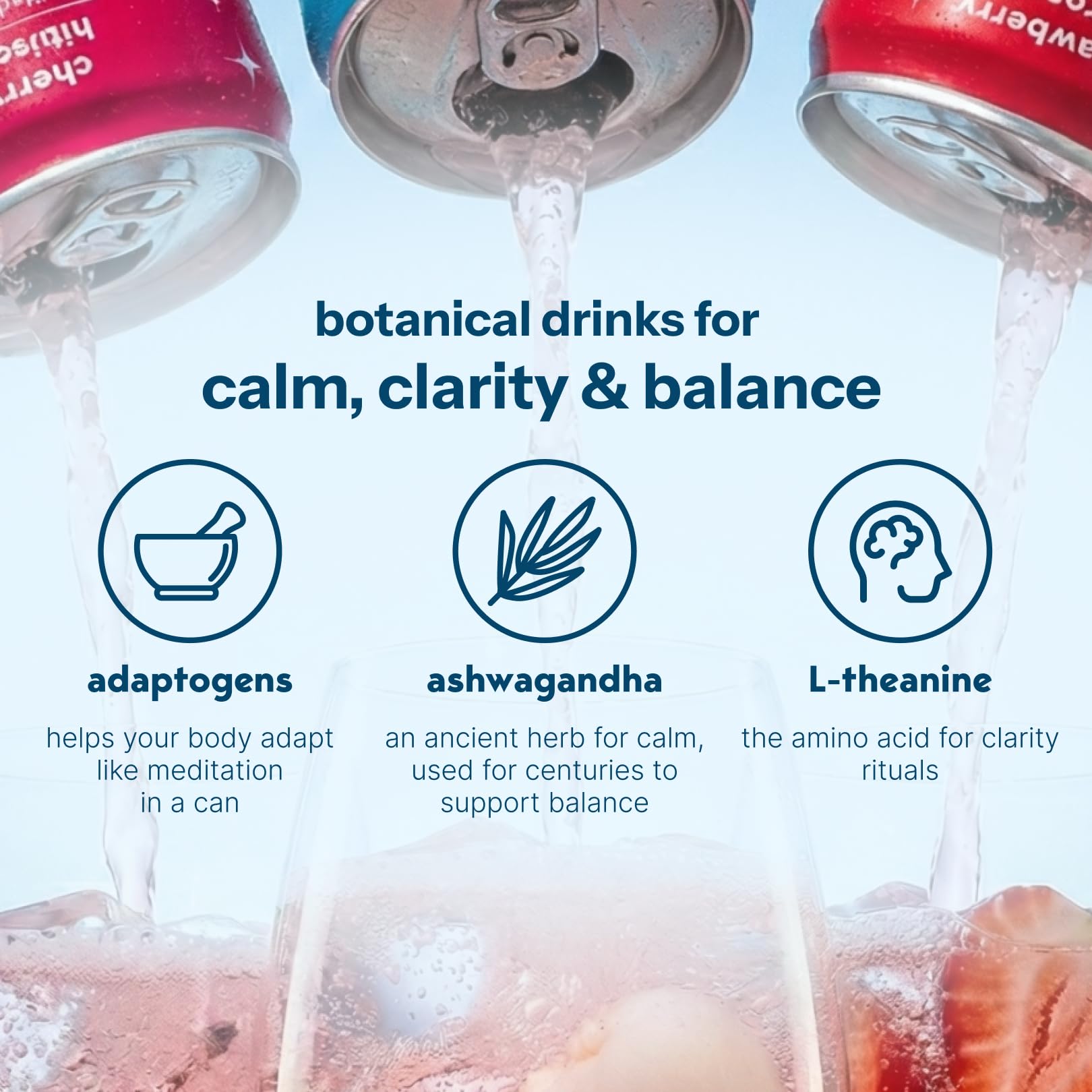 Drink Your Meditation can top open with condensation highlighting ready-to-drink benefit