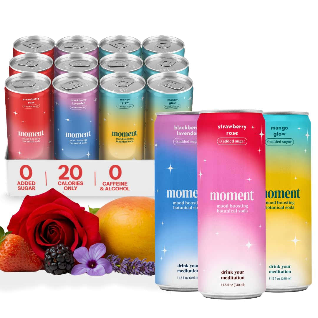 Drink Your Meditation front packaging showing the 12-pack with clear branding and calm vibes
