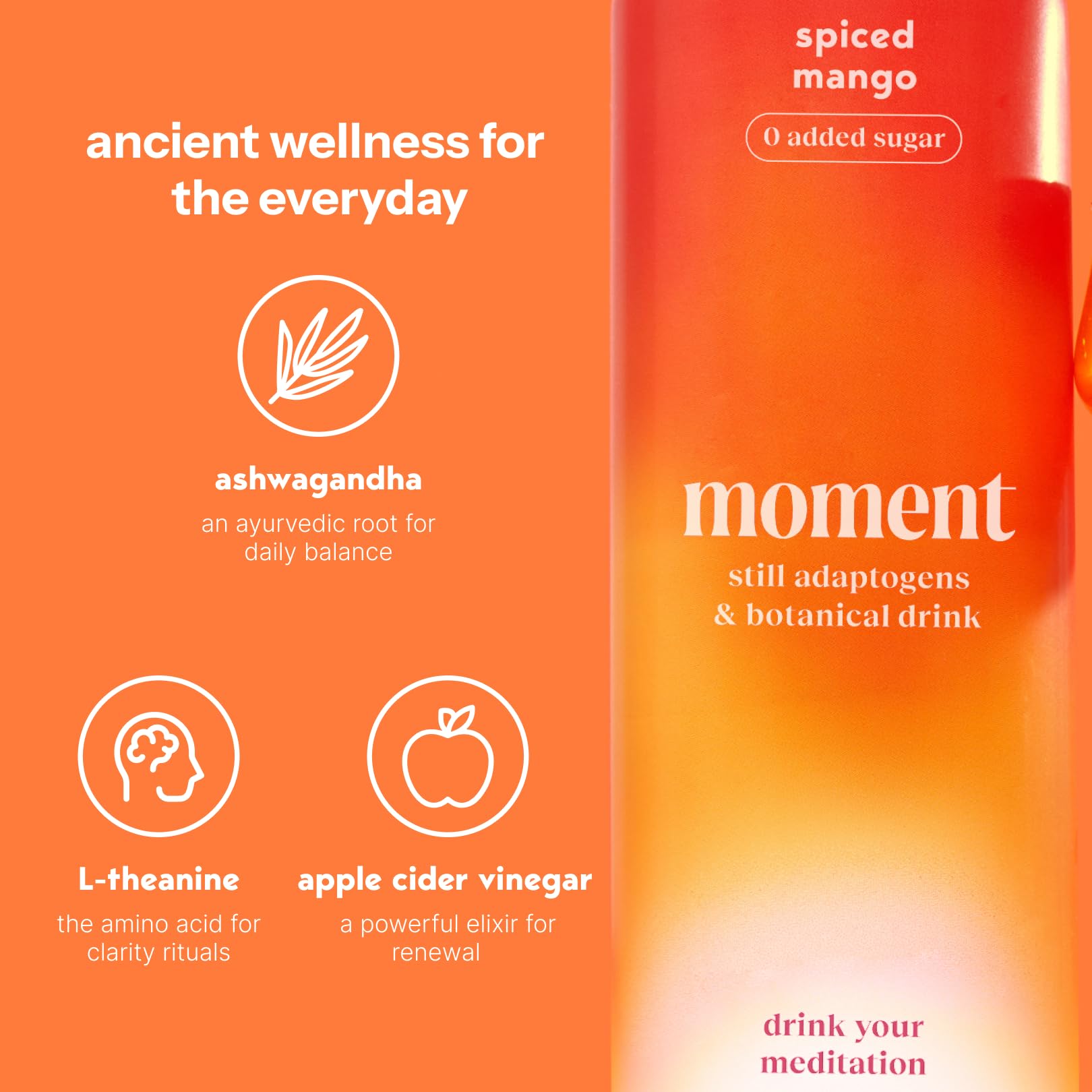 Drink Your Meditation pouring into glass demonstrating smooth non-carbonated sip benefit