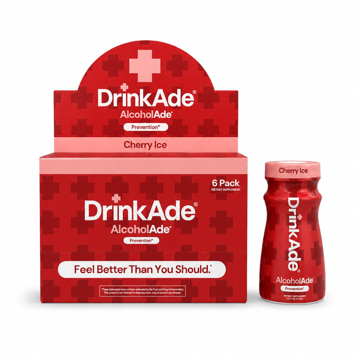 DrinkAde Cherry Ice front packaging showing bottle label and size for quick ID