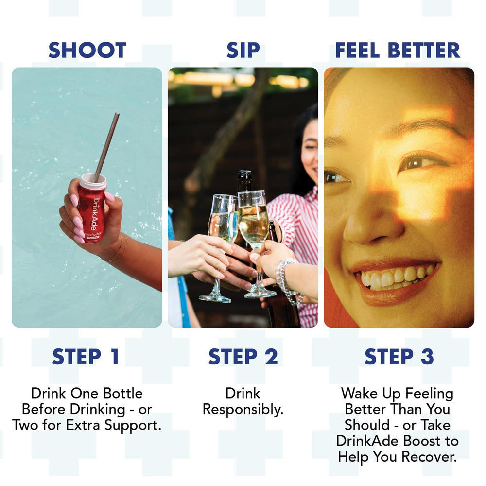 DrinkAde Pouring Cherry Ice into a glass to show color and ready-to-drink convenience