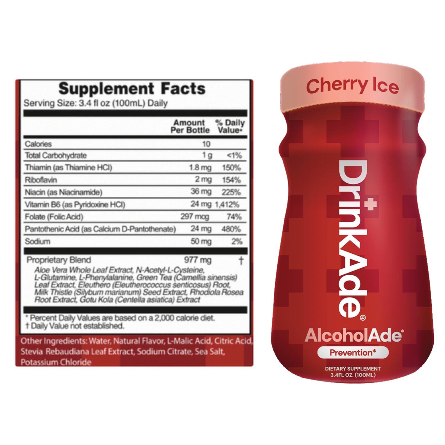 DrinkAde close-up splash showing liquid texture and refreshing cherry-ice appeal