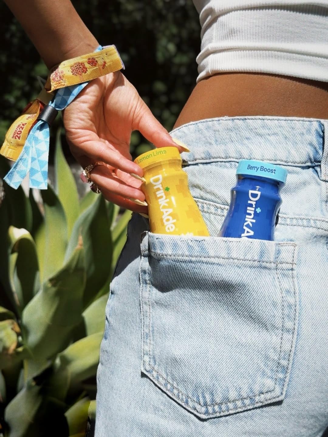 Made in USA badge with DrinkAde bottle emphasizing domestic manufacturing quality