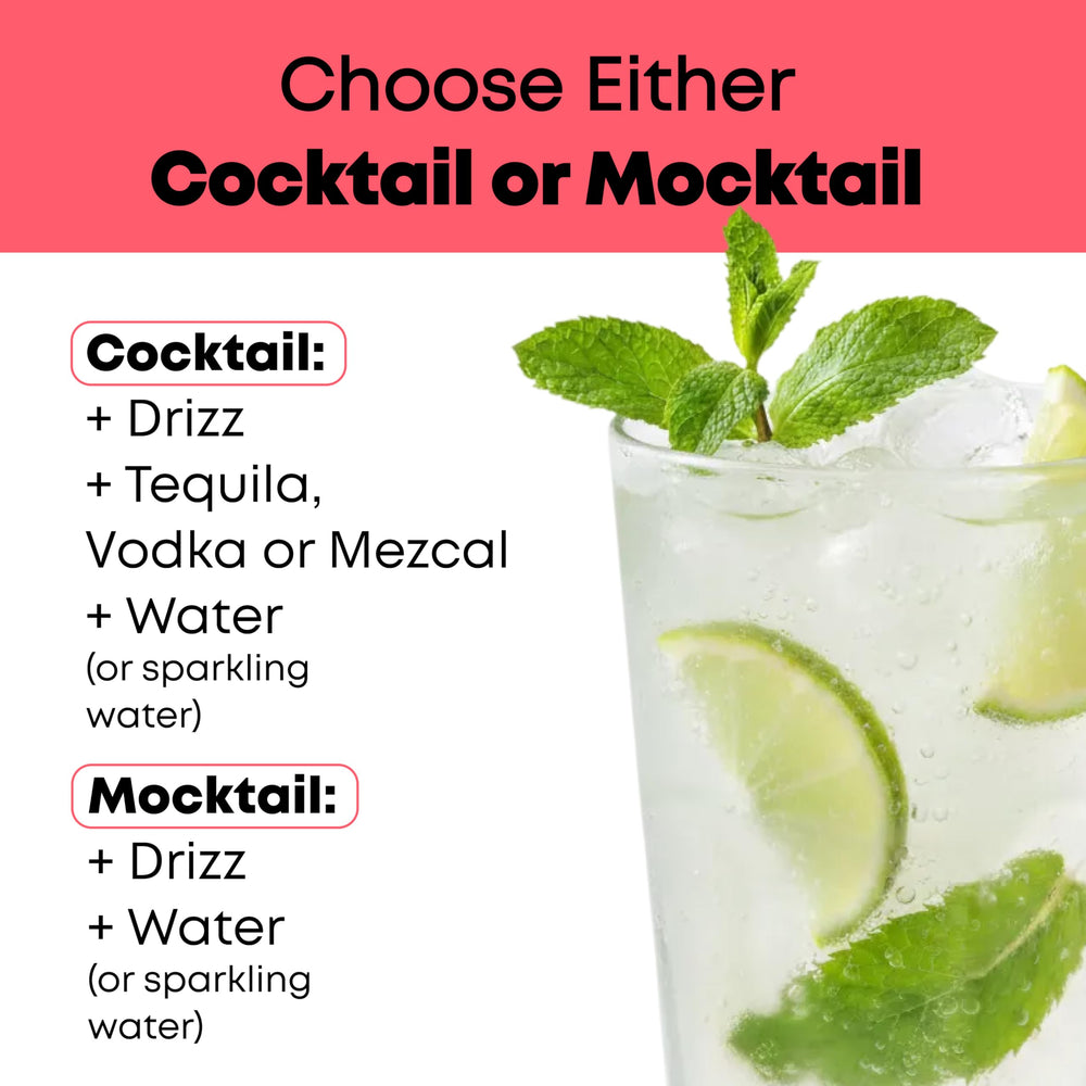 Drizz mixed mojito glass with mint garnish, showing bar-quality taste