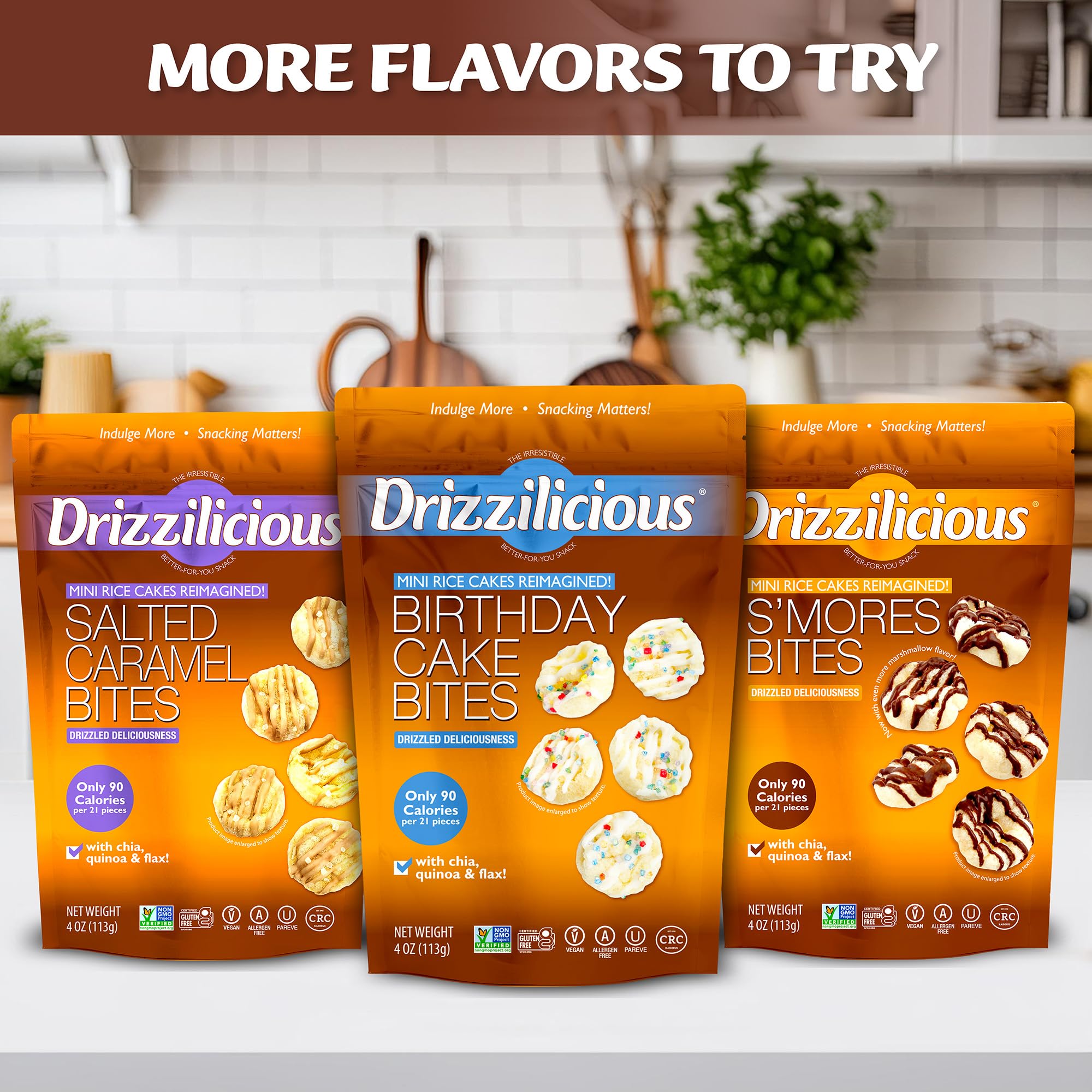 Drizzilicious lifestyle on coffee table showing quick treat for adults benefit