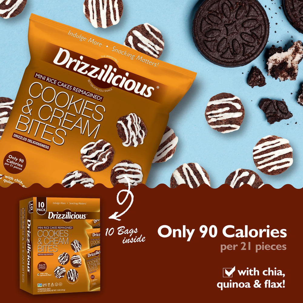 Drizzilicious nutrition label view with clear calorie and ingredient information