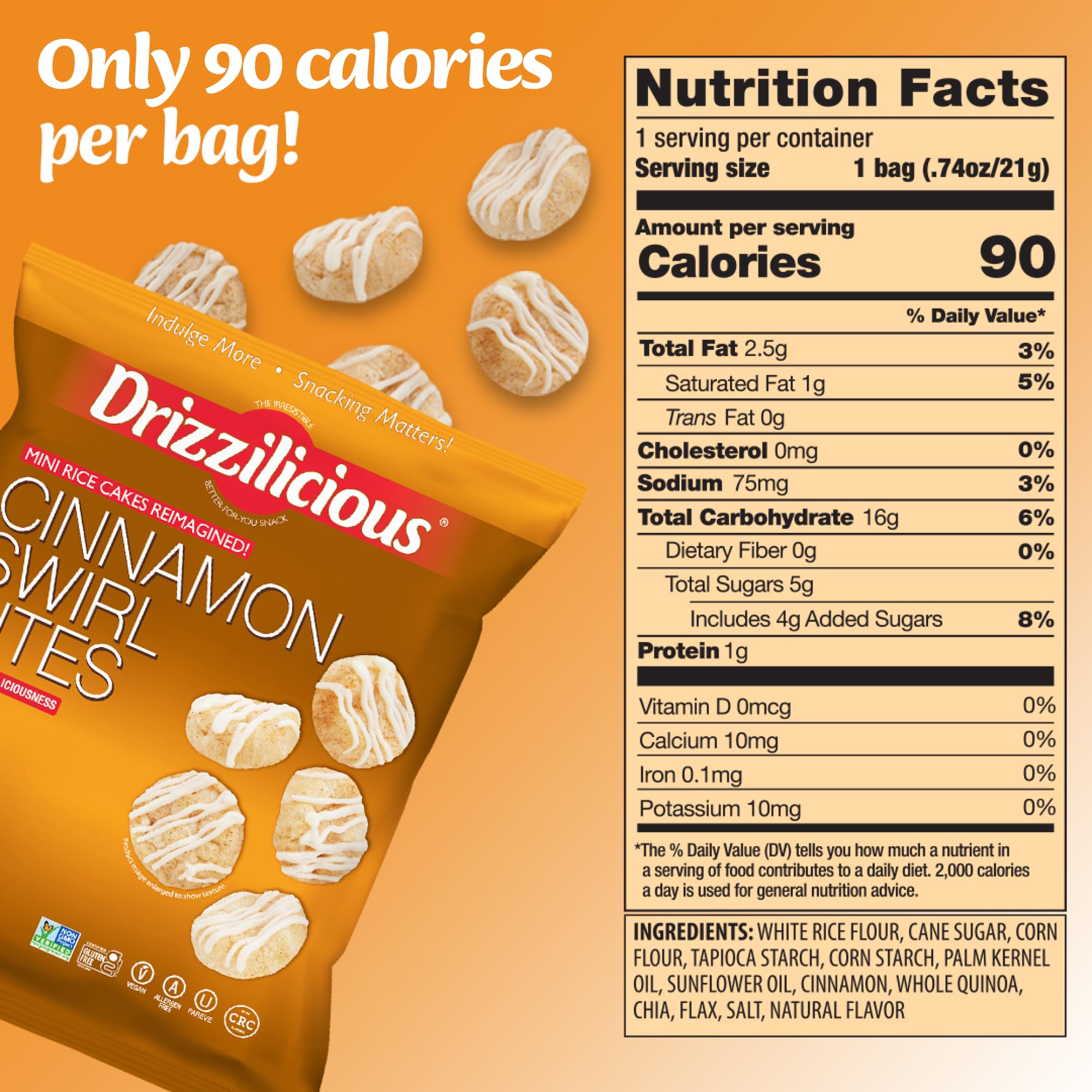 Drizzilicious bag held in hand to show compact size and portability