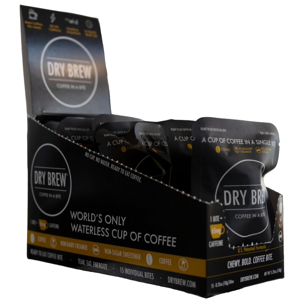 Dry Brew chew held in hand demonstrating size and easy-on-the-go portion