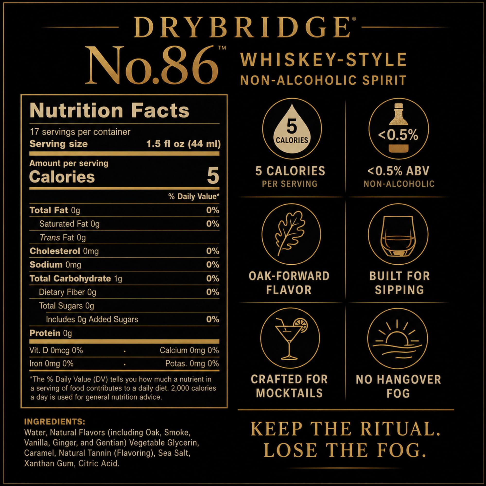DRYBRIDGE No. 86 packaging with award badge indicating recognized non‑alcoholic quality