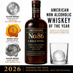 DRYBRIDGE No. 86 poured over large ice showcasing oak‑forward sipping appeal