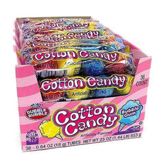 Dubble Bubble front packaging showing colorful cotton candy gumballs and sleeve count, attracts shoppers