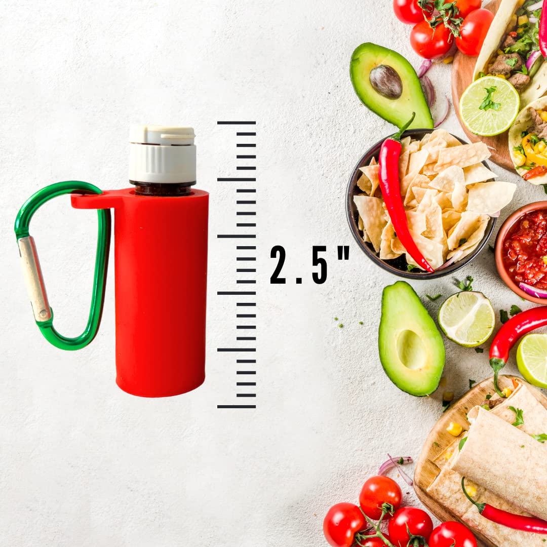 Dubbs Hardware Tajín held in hand demonstrating small portable size