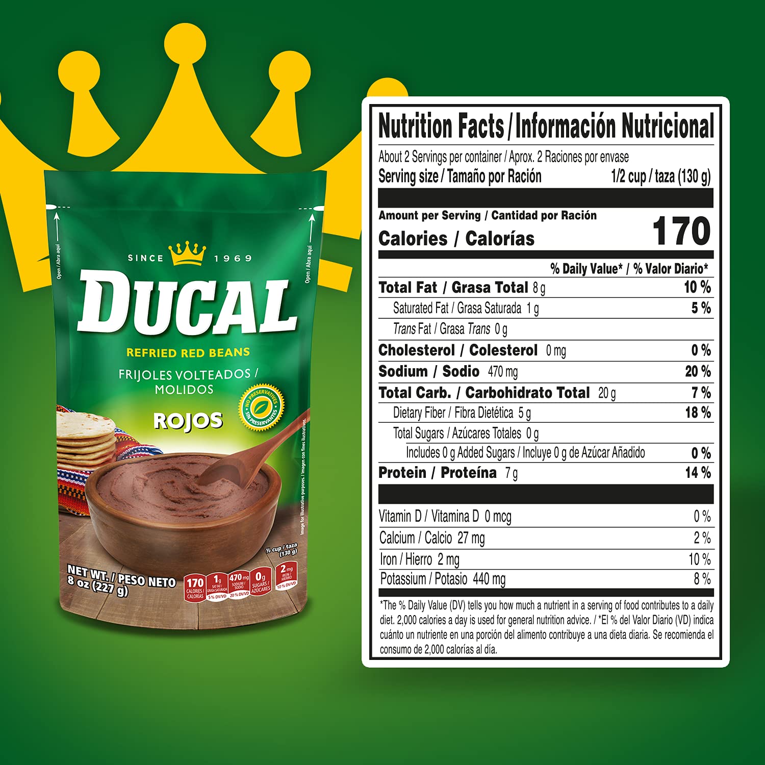 Ducal close-up of creamy refried red beans texture highlighting ready-to-heat convenience