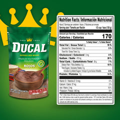 Ducal close-up of creamy refried red beans texture highlighting ready-to-heat convenience