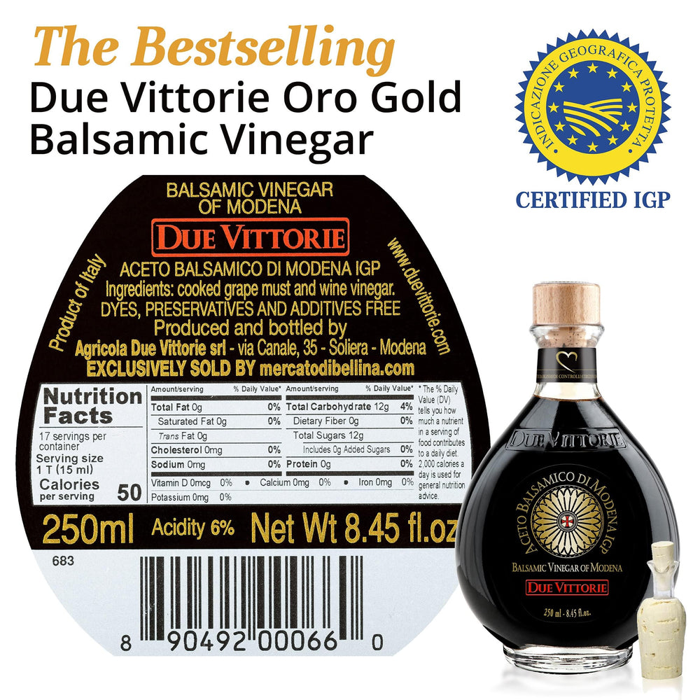 Due Vittorie label close-up highlighting PGI certification and origin authenticity