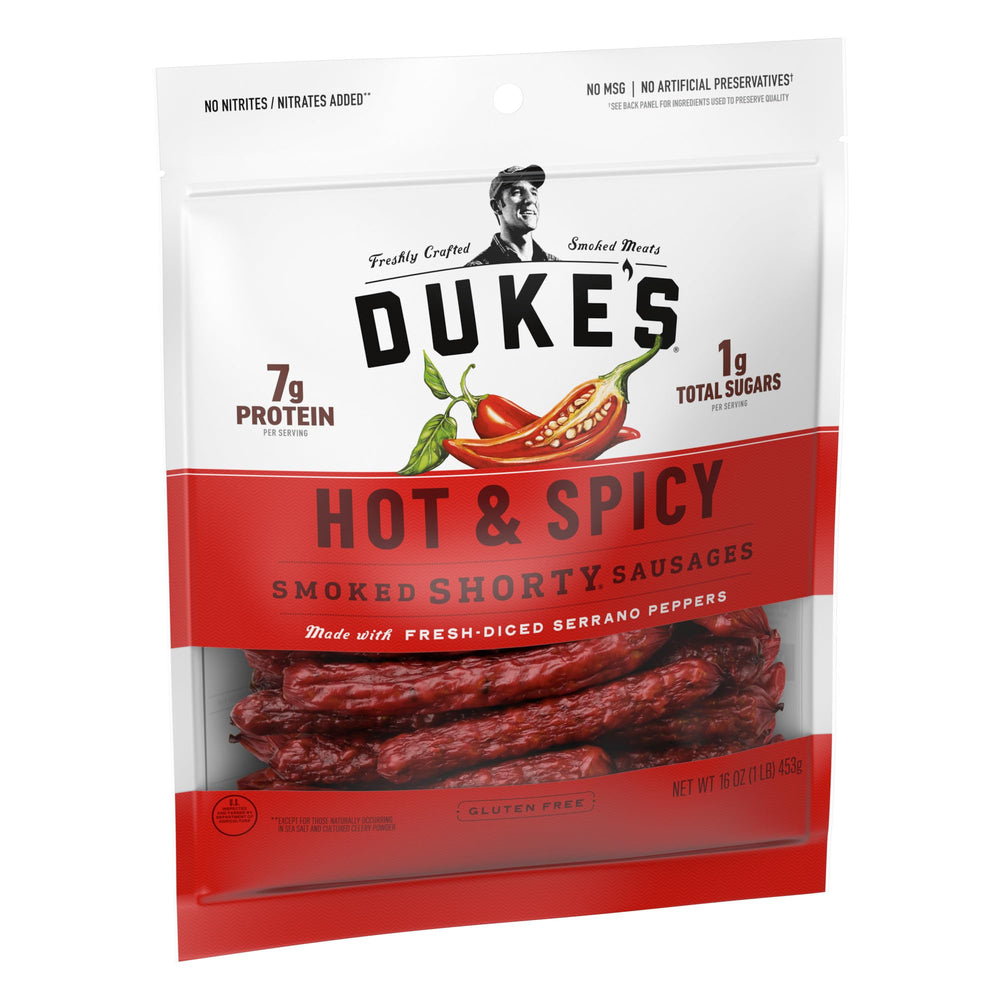 DUKE'S close-up texture of smoked casing highlighting juicy interior