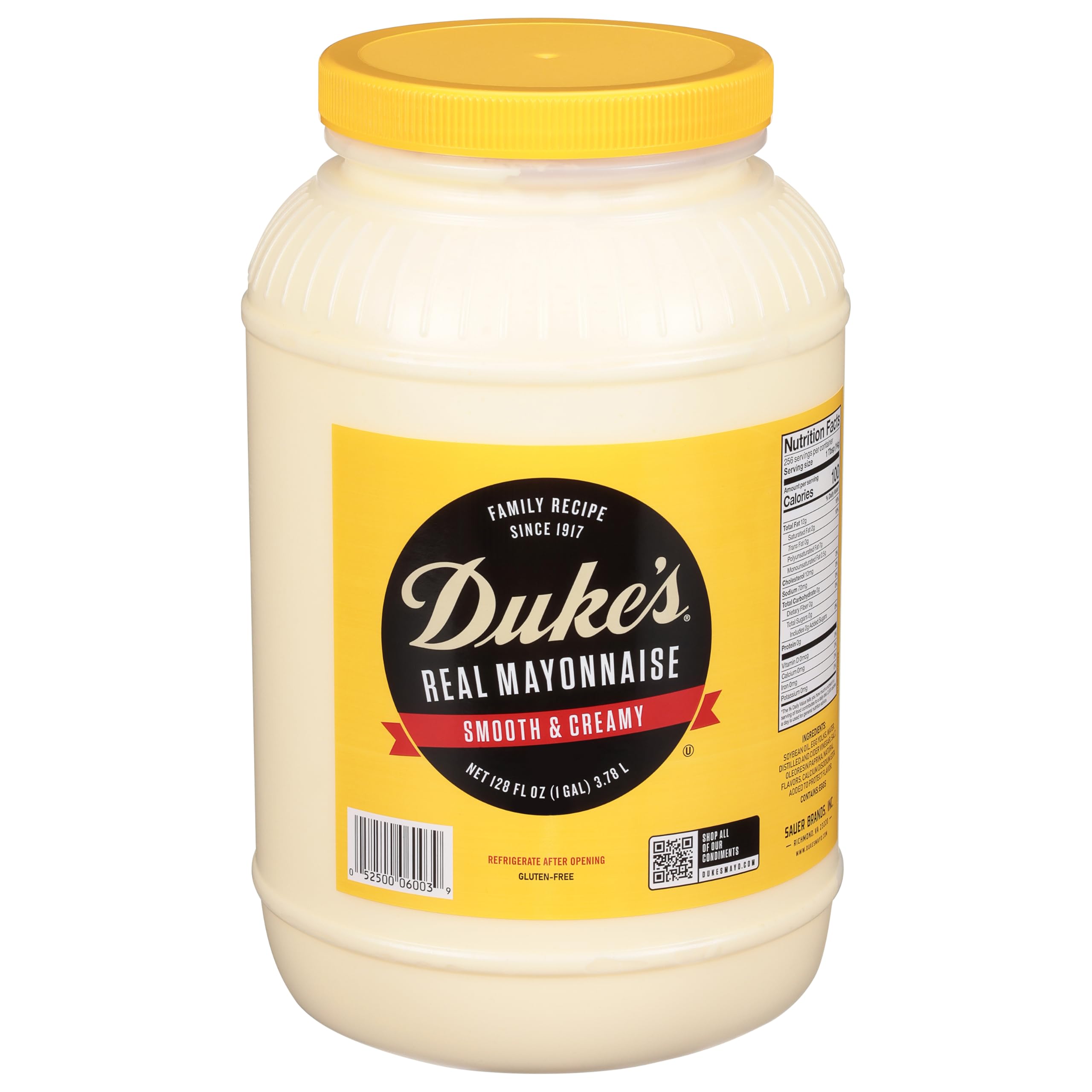 Duke's front of jar showing brand and size, offers reliable bulk supply