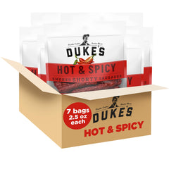 DUKE'S front packaging shows seven 2.5 oz snack bags and convenience