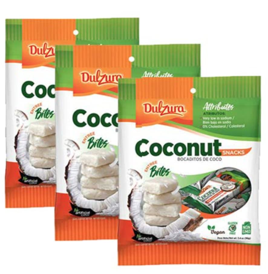 Dulzura Borincana front packaging showing three 3.4oz bags and branding, convenient portability