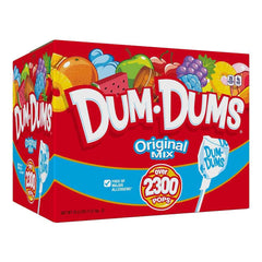 Dum Dums front box view showing bulk count and branding, clear event-ready supply