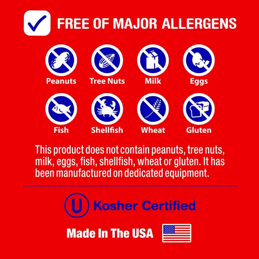 Dum Dums label showing OU kosher and gluten-free information for reassurance