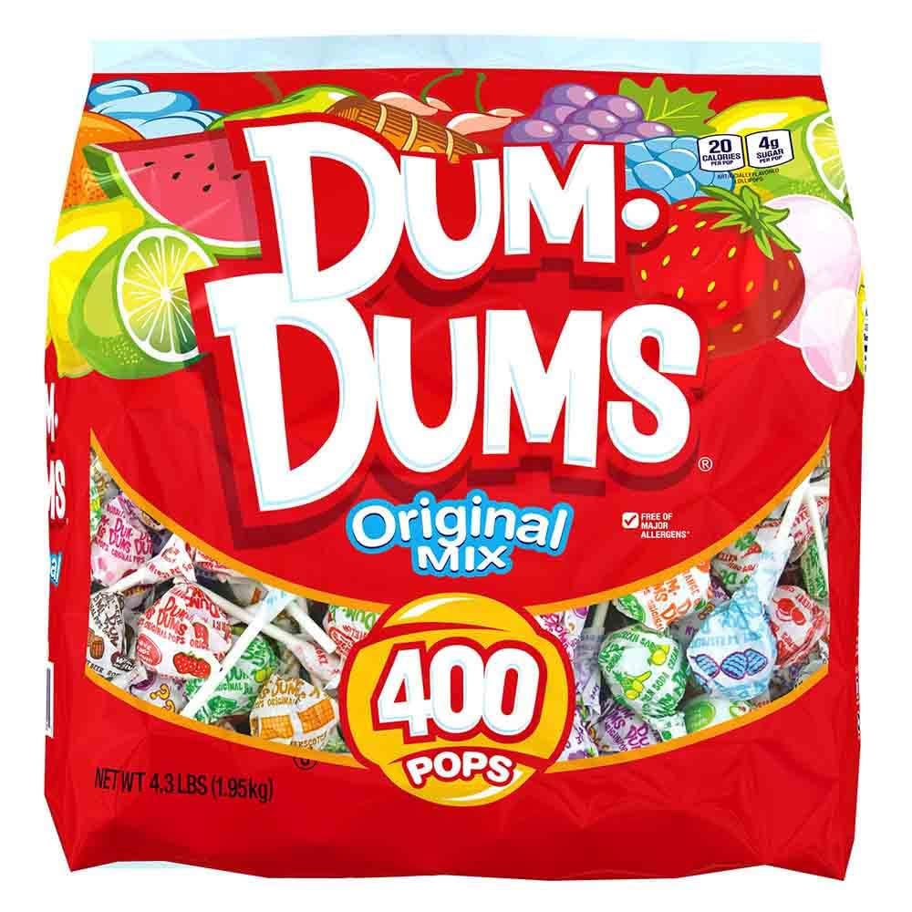 Dum Dums front bag showing 400 count and colorful assortment for easy sharing