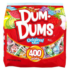 Dum Dums front bag showing 400 count and colorful assortment for easy sharing