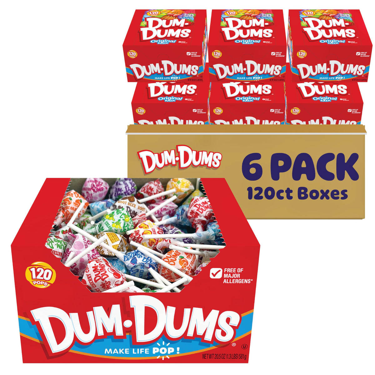 Dum Dums front packaging showing full 720-count bulk pack and brand visibility