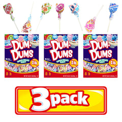 Dum Dums front packaging showing colorful assorted lollipops and brand benefit freshness