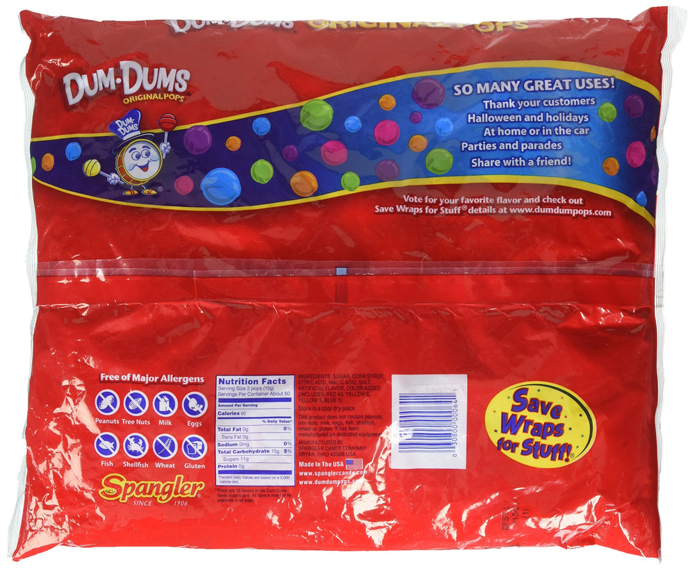 Hand holding a Dum Dums lollipop for scale and single-serve convenience
