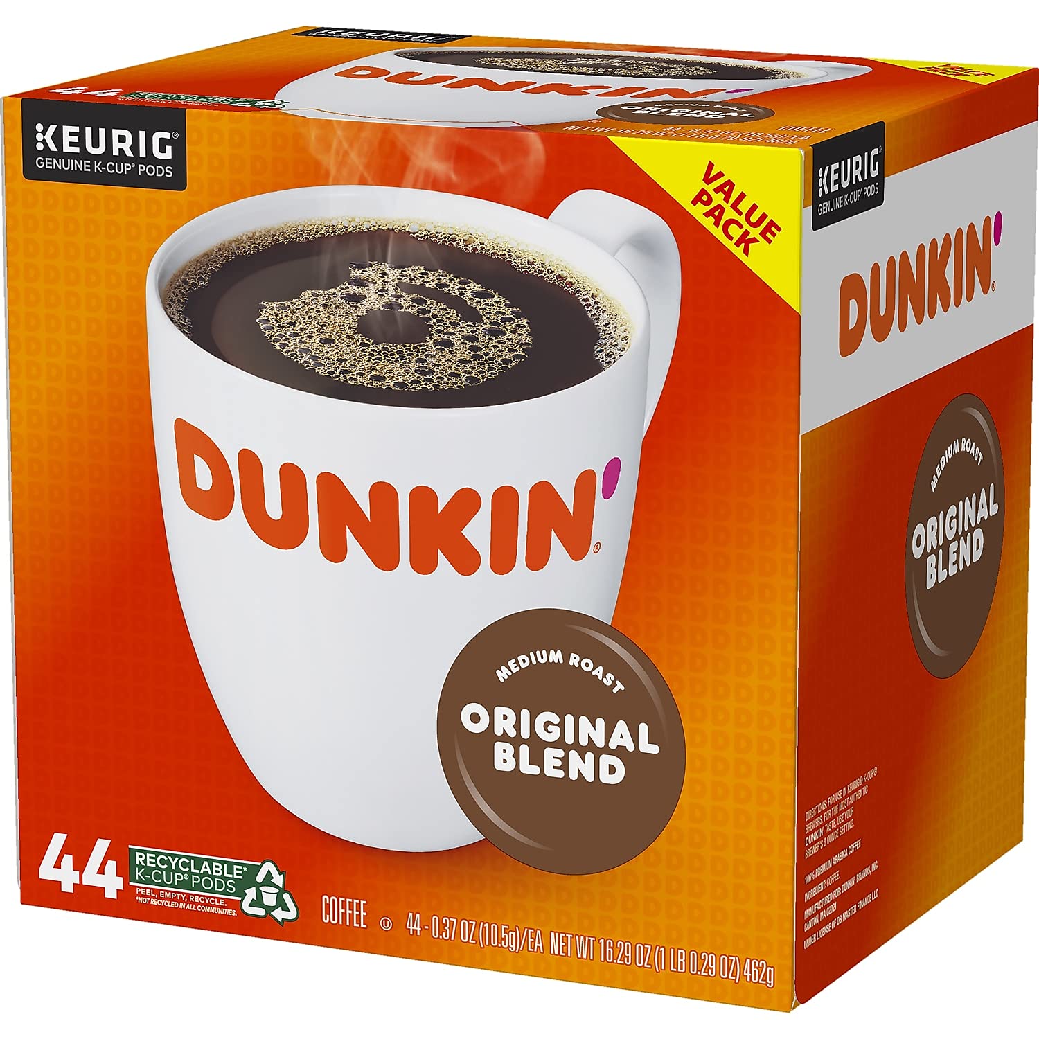 Dunkin' brewed coffee in ceramic mug showcasing smooth medium-roast enjoyment