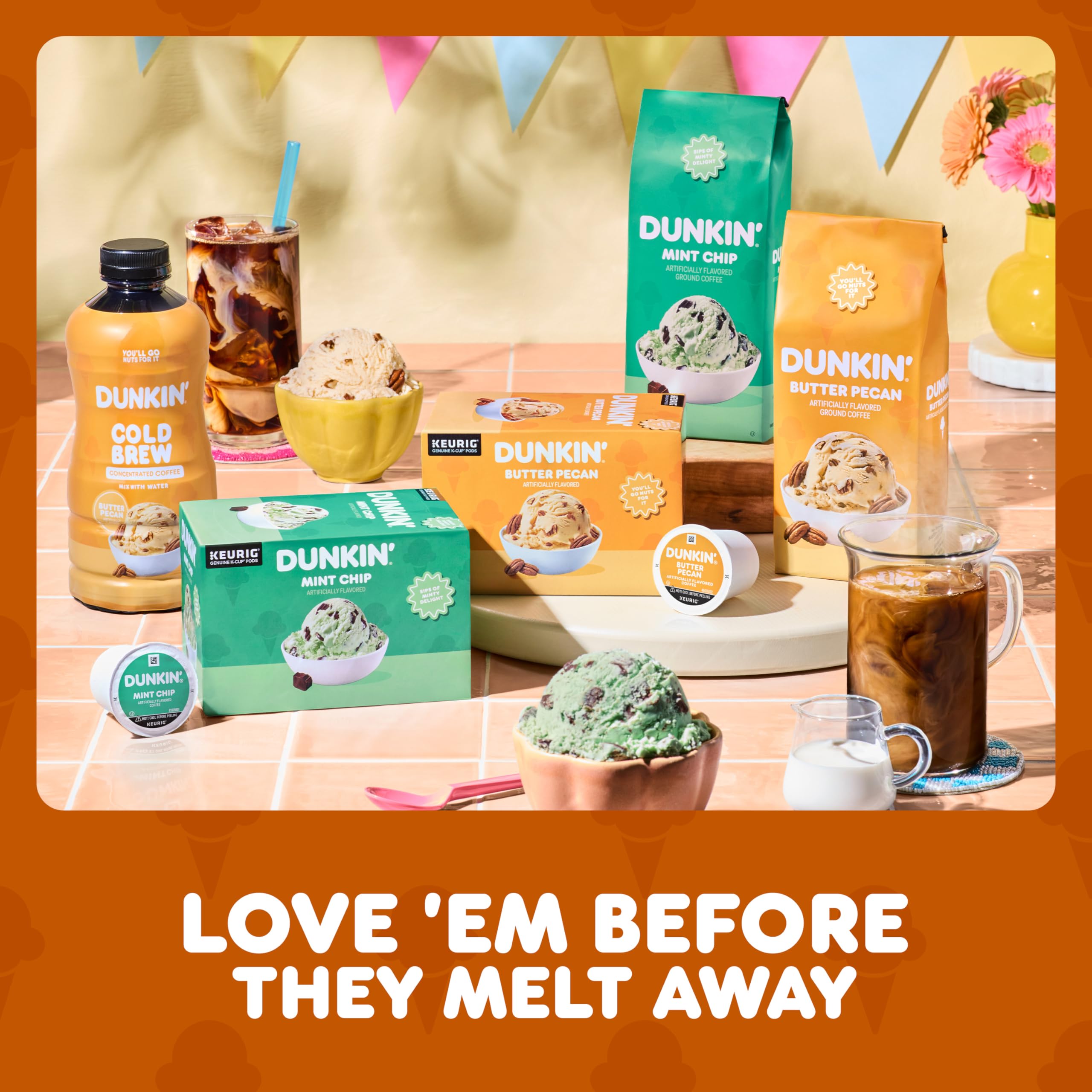 Dunkin' stacked boxes in kitchen setting emphasizing bulk supply benefit