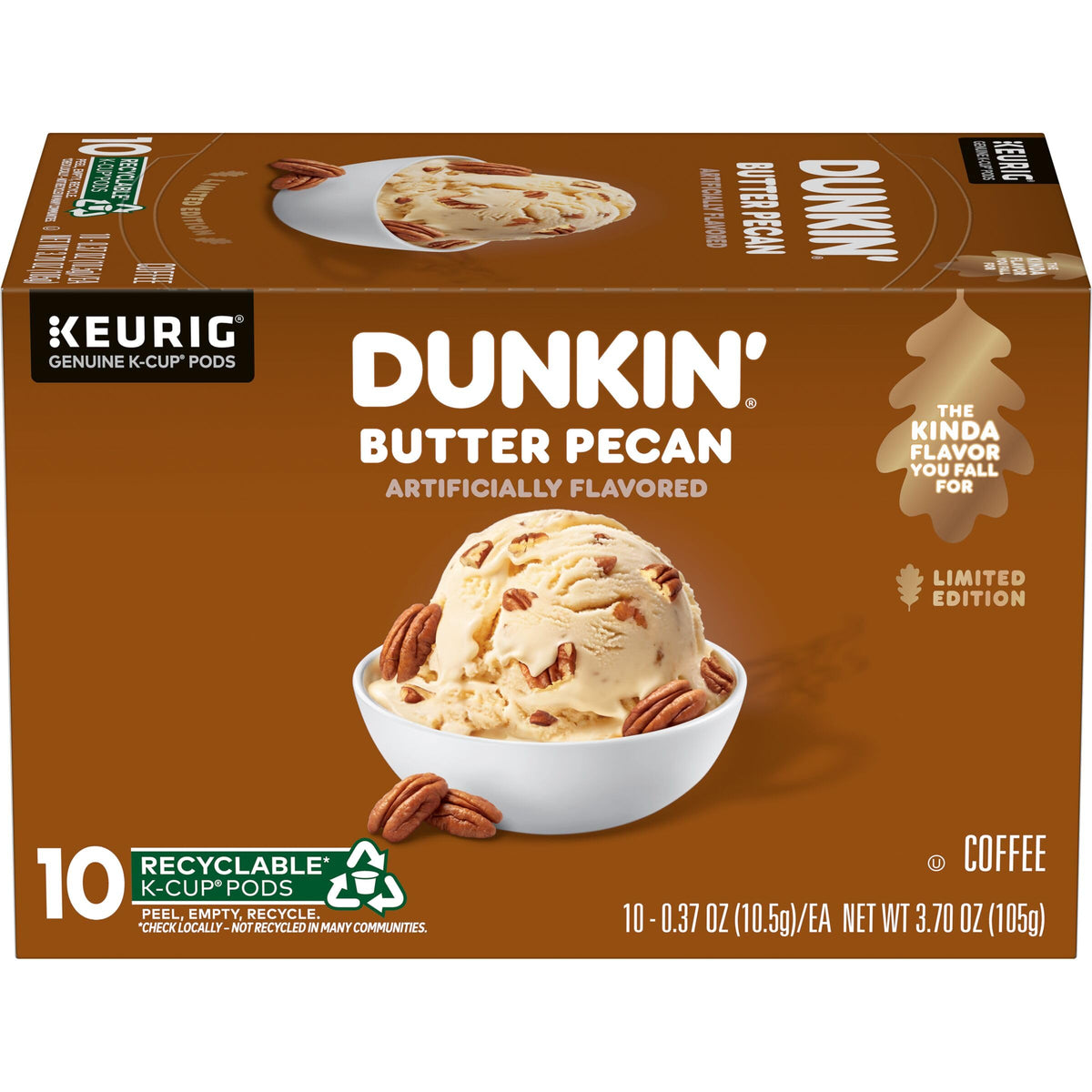 Dunkin' front packaging showing 60-count pods and flavor branding for easy stocking
