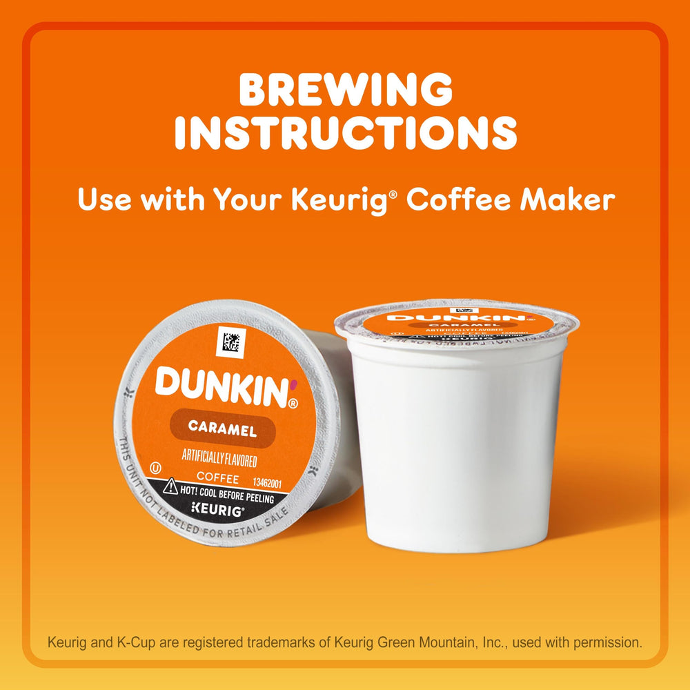 Steaming poured cup with caramel crema, Dunkin' flavor ready to enjoy