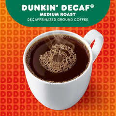 Dunkin' canister next to hand for size comparison and easy home storage benefit