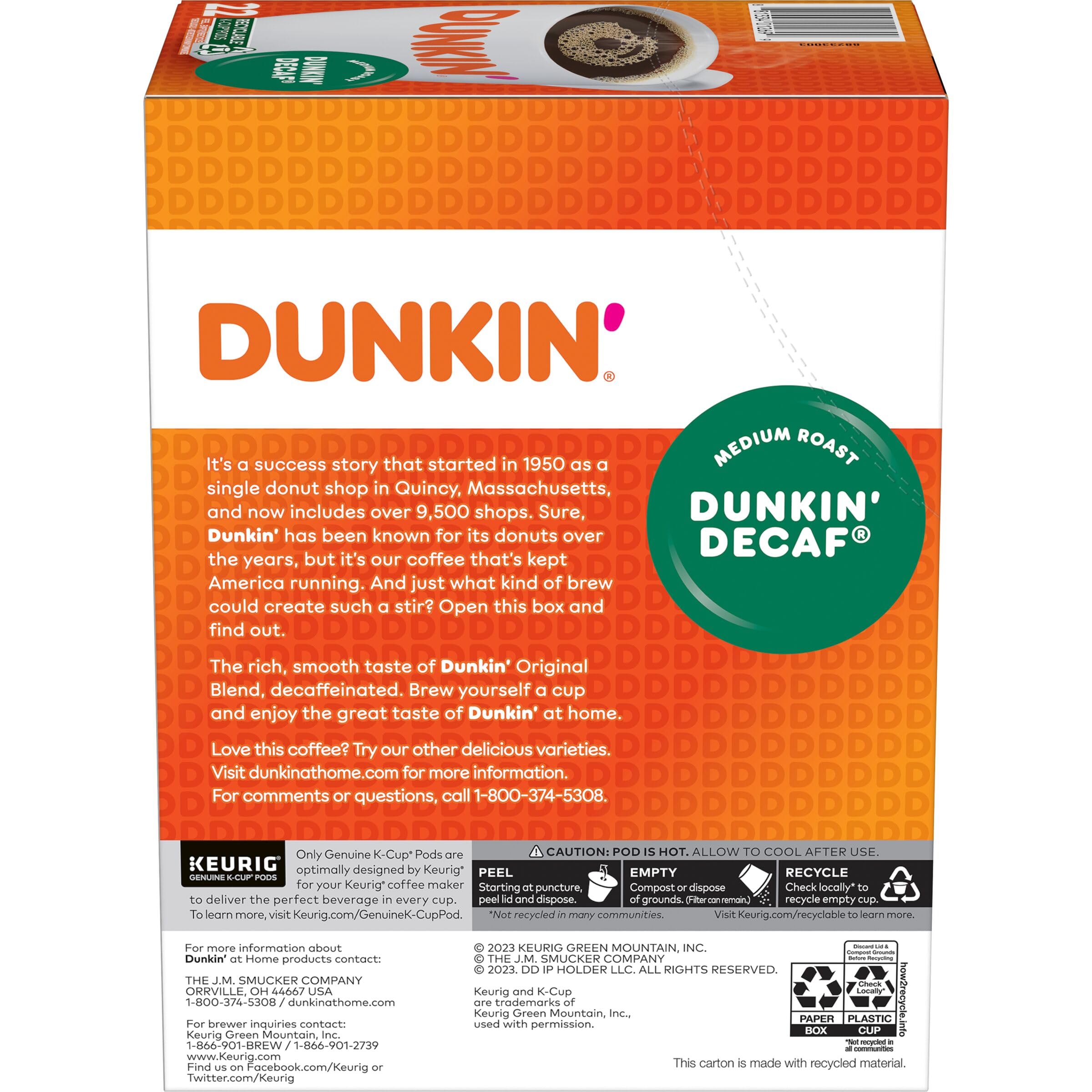 Dunkin' pod inside Keurig chamber showing quick, mess-free brewing